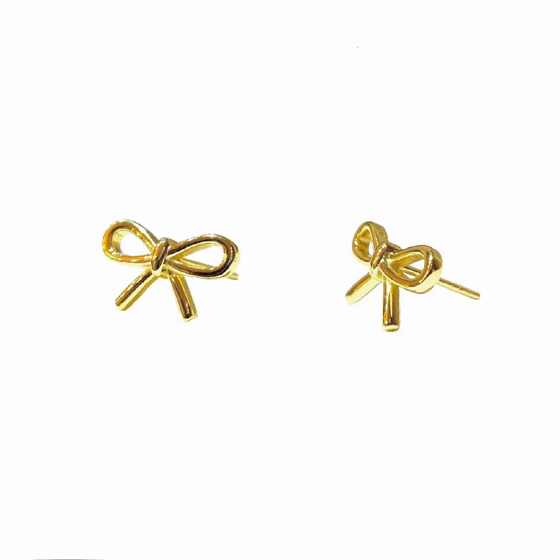 Ladies hoop earrings for women-Ribbon Bow Studs