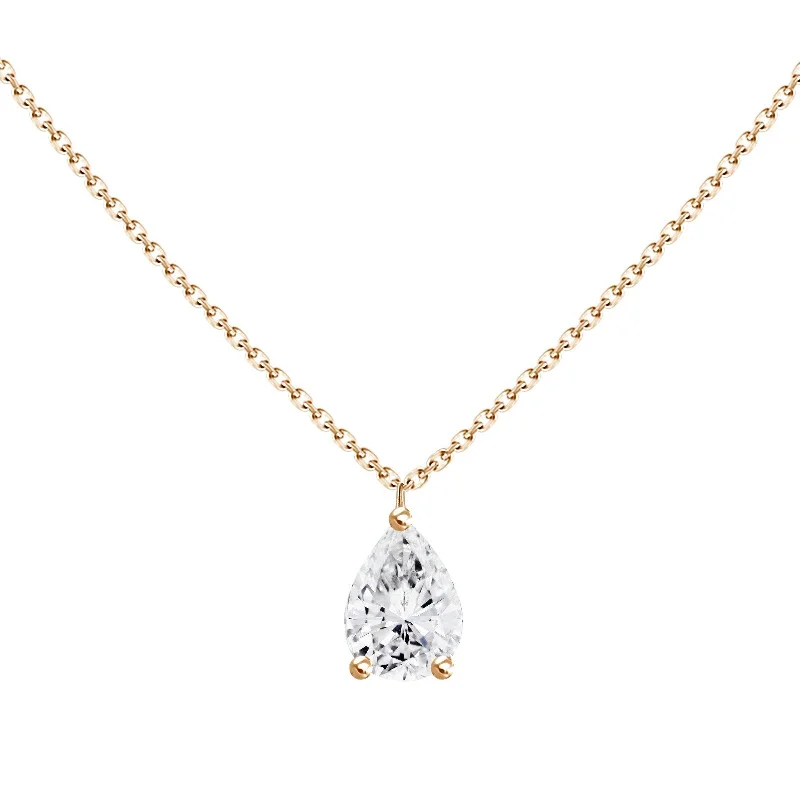 Ladies chunky necklace-0.30ct Floating Pear Diamond Solitaire Heart Necklace