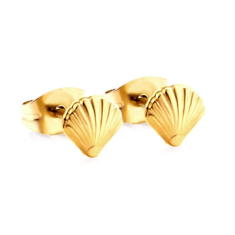 Ladies hoop earrings-Beachy Shell Stud Earrings