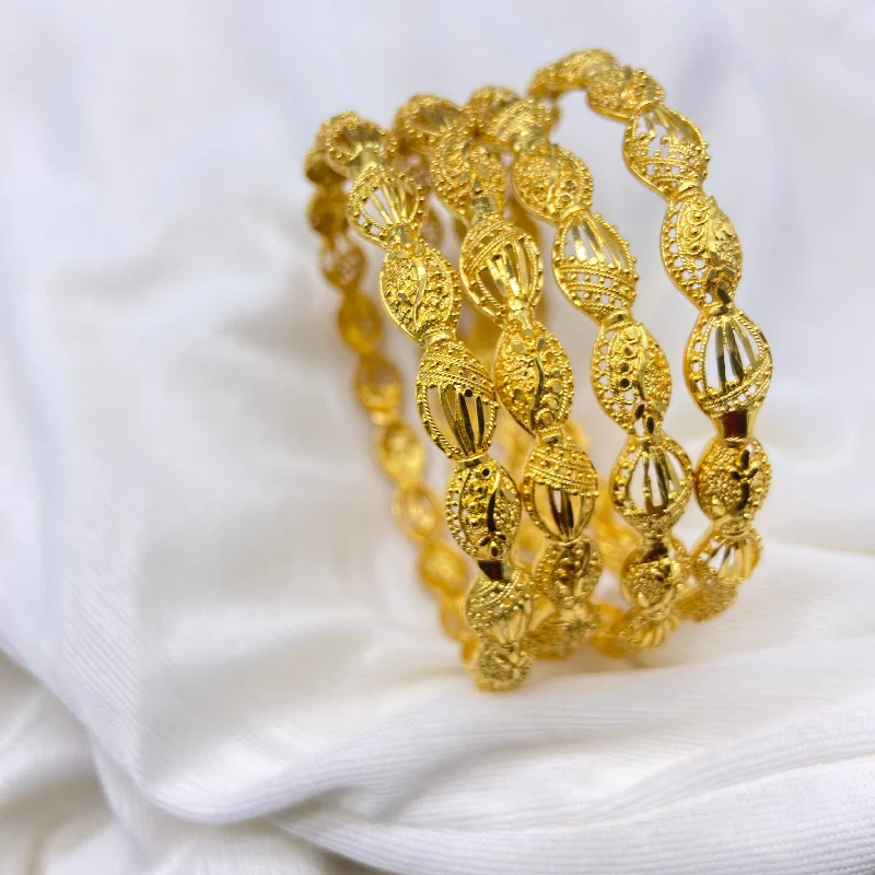 Ladies engraved bracelet-Darshan Gold Bangles 4 pcs.