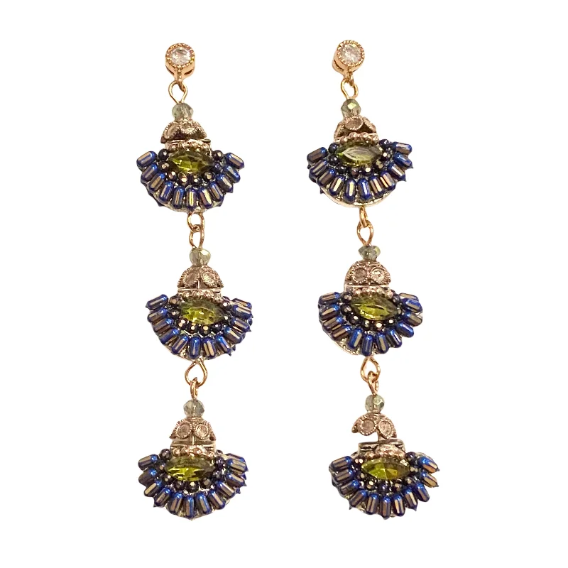 Ladies birthstone earrings-Karen Cluster Triple Station Statement Earrings