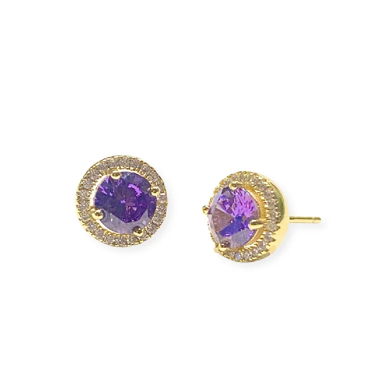 Ladies pearl and diamond earrings-Adriene Birthstone Sparkle GOLD Studs