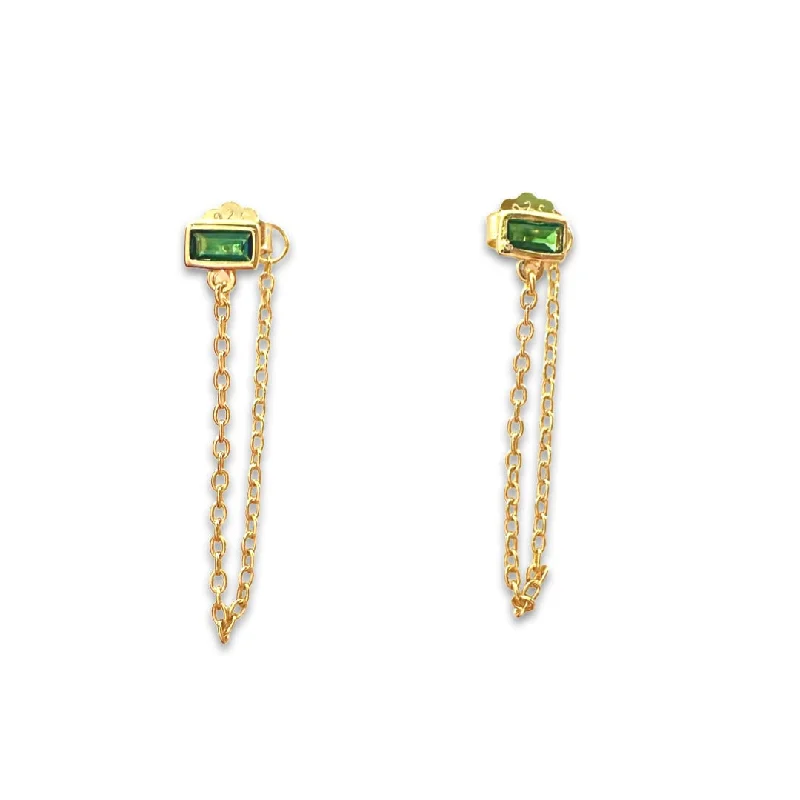 Ladies oversized earrings-Amy Sparkle Chain Studs