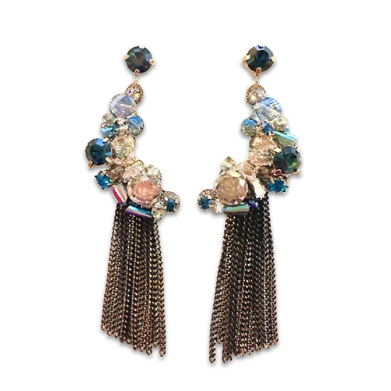 Ladies gold dangle earrings-Krista Moon Chandelier Statement Earrings