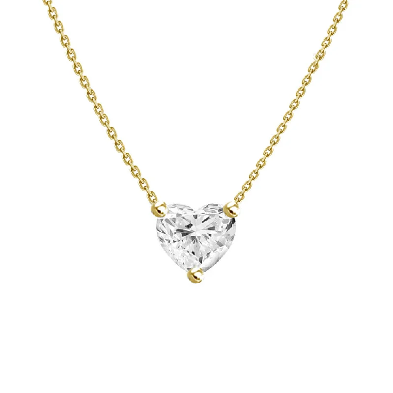 Ladies pendant necklace-0.5ct Floating Diamond Solitaire Heart Necklace