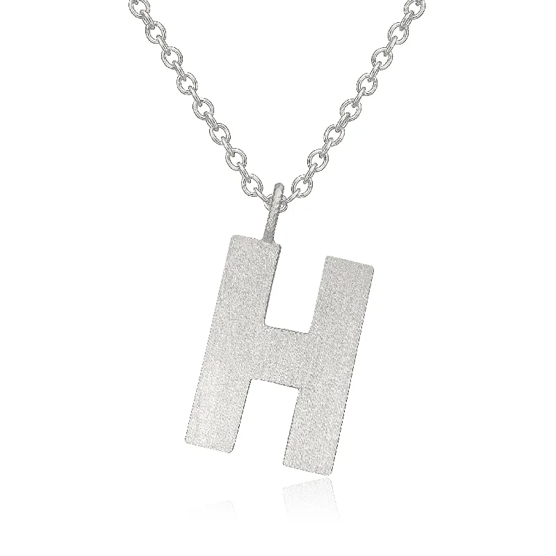 Ladies diamond pendant necklace-Letter H Silver Necklace