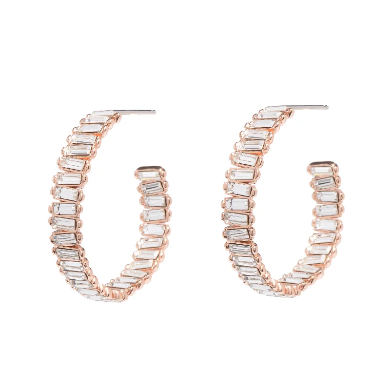 Ladies crystal drop earrings-Baby Serena Hoops in Rose Gold