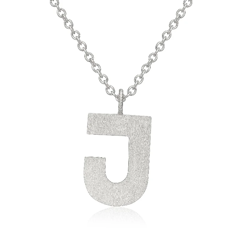 Ladies vintage necklace-Letter J Silver Necklace