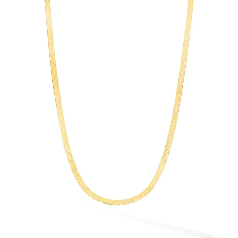 Ladies dainty gold necklace-2mm Herringbone Chain Necklace