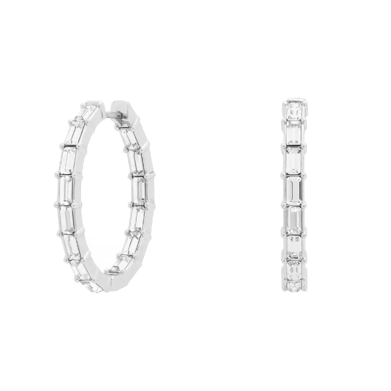 Ladies unique earrings-Baby Sienna Hoops in Rhodium