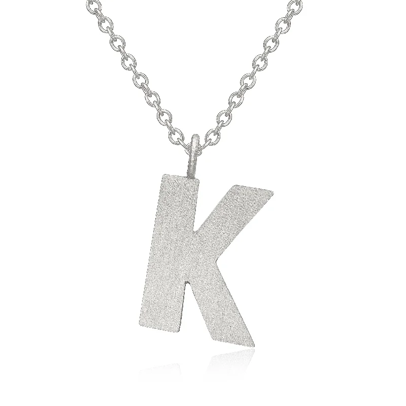 Ladies butterfly pendant necklace-Letter K Silver Necklace