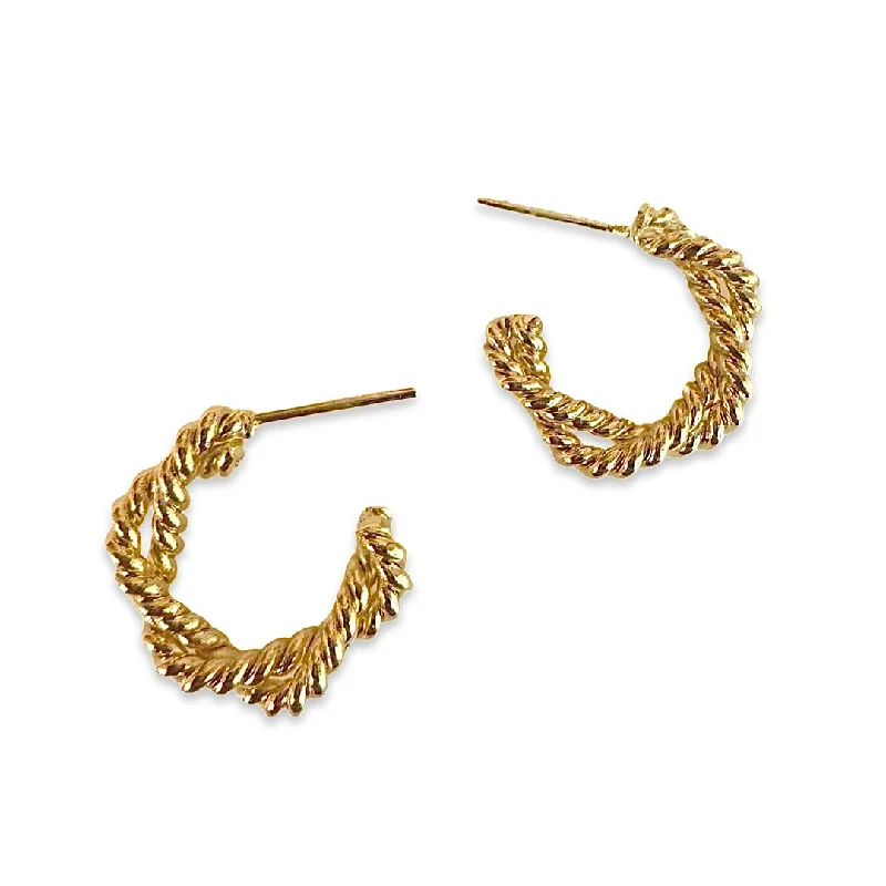 Ladies tassel earrings-Gold Filled Rope Twist Hoops