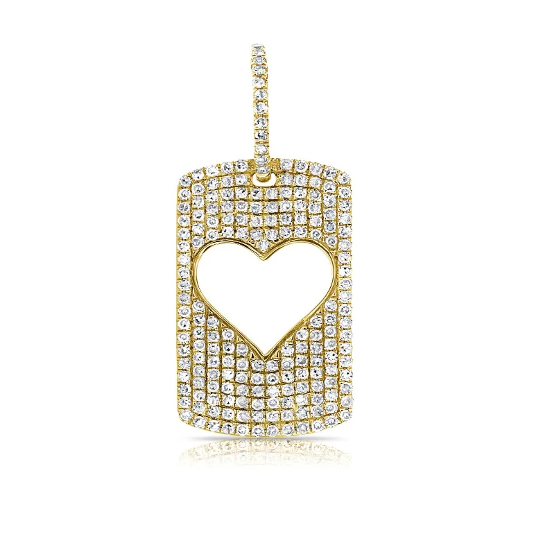 Ladies pearl necklace-Pave Small Cutout Heart DogTag Charm