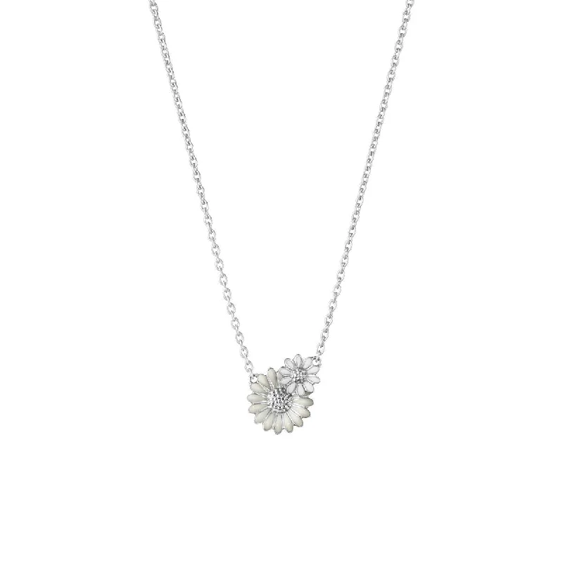 Ladies engraved heart necklace-Daisy x Stine Goya Silver & White Necklace