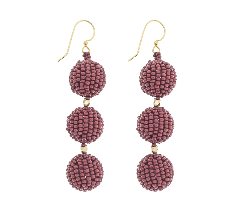 Ladies pearl earrings-<br>The Charlie Earring <br> Bordeaux