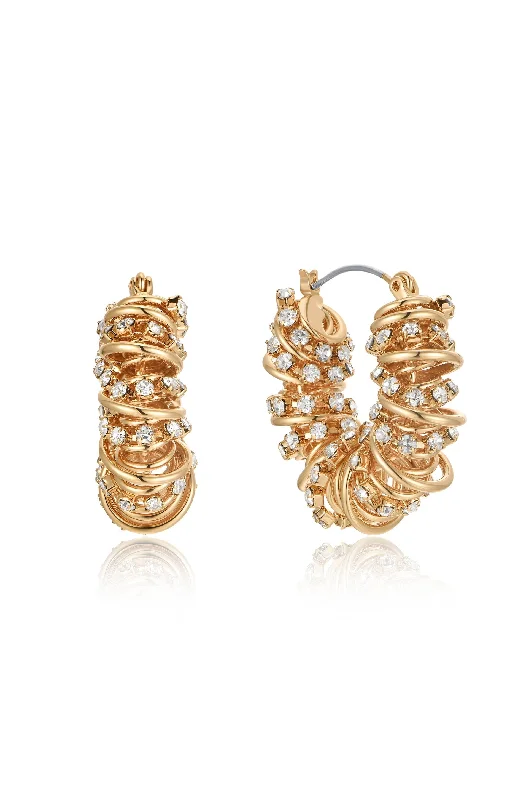 Ladies chandelier earrings with diamonds-Swirling Crystal Cluster Hoop Earrings