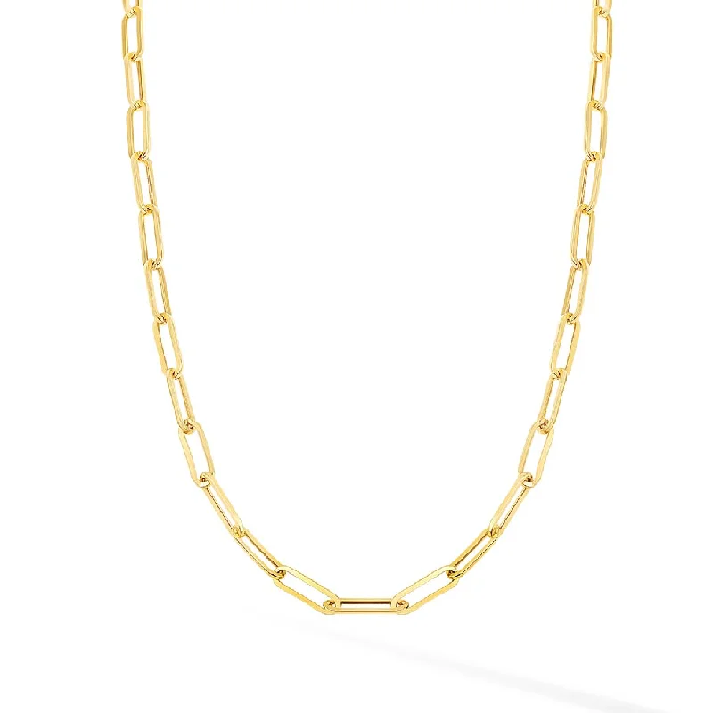 Ladies gold chain necklace-14k 4.2MM Paper Clip Necklace