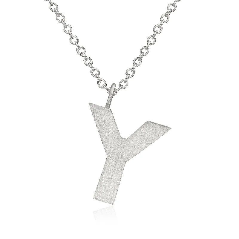 Ladies wedding necklace-Letter Y Silver Necklace