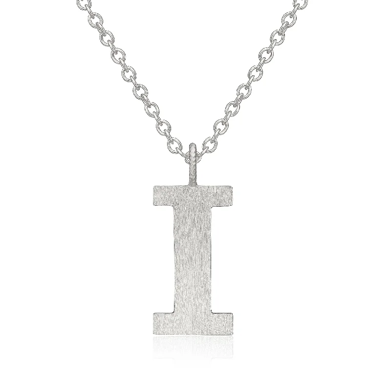 Ladies personalized necklace-Letter I Silver Necklace