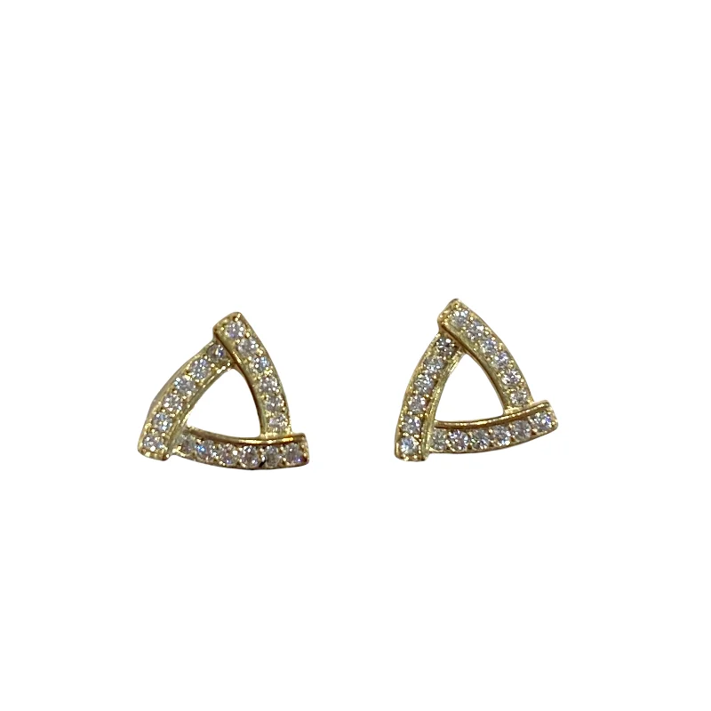 Ladies butterfly earrings-Geovana Sparkle Hollow Triangle Studs