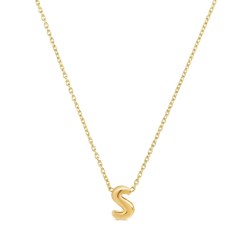 Ladies wedding day necklace-Helium Solid Initial Necklace