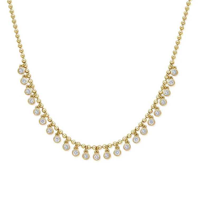 Ladies simple necklace-Diamond Dangling Ball Necklace