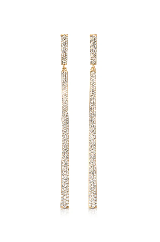 Ladies cubic zirconia earrings-Straight Drop Crystal Dangle Earrings