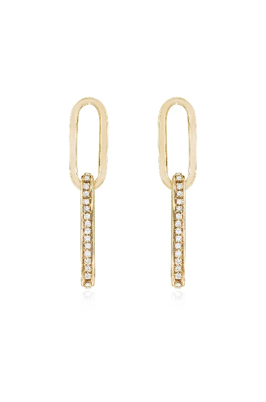 Ladies ruby earrings-Simple Crystal Link Earrings