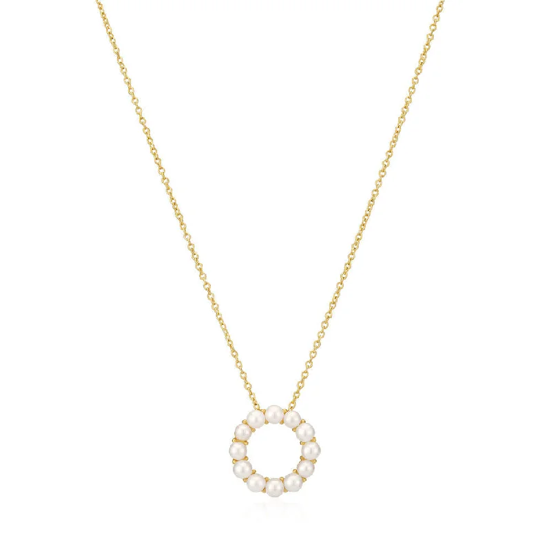 Ladies sapphire and diamond necklace-Biella Altro Perla 18K Gold Plated Necklace w. Pearls