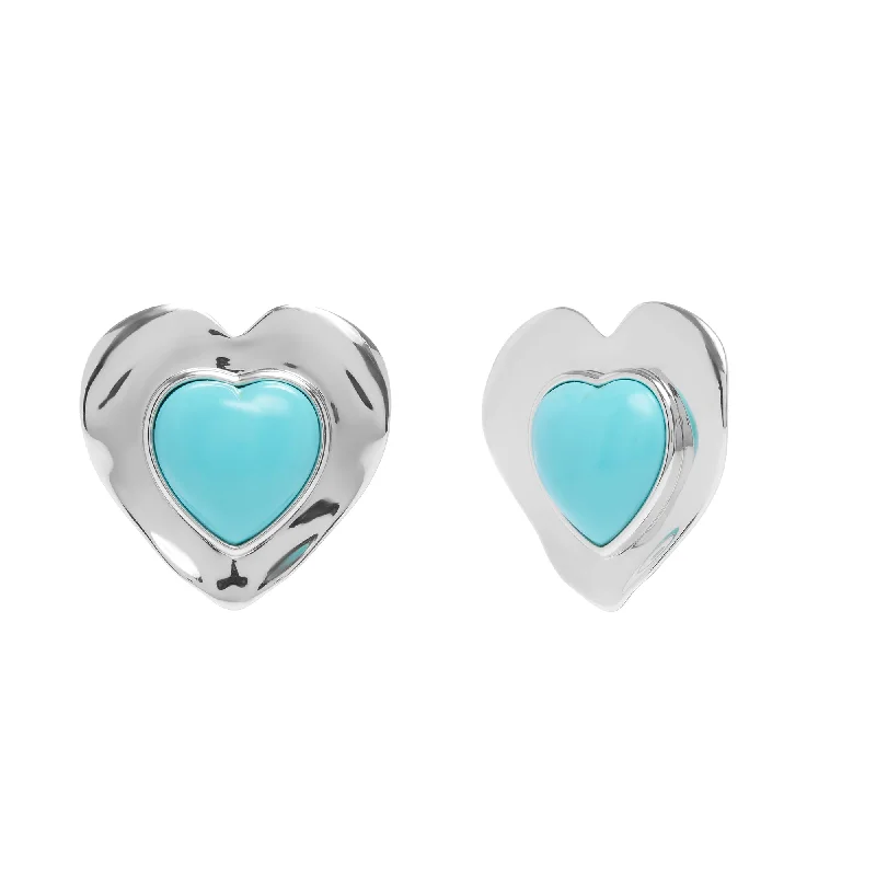 Ladies gemstone stud earrings-Gloria Studs in Rhodium Turquoise