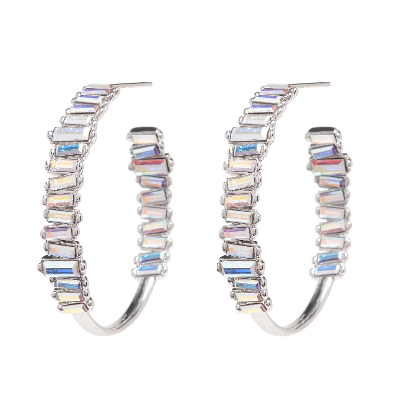 Ladies chandelier earrings-Serena Hoops in Rhodium Unicorn