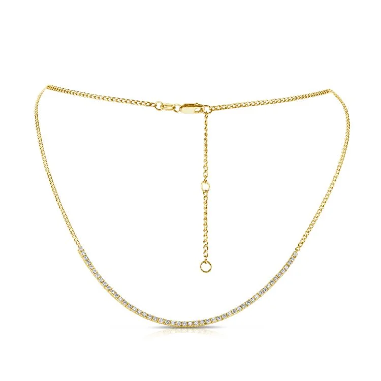 Ladies cubic zirconia necklace-Thin Cuban Tennis Necklace