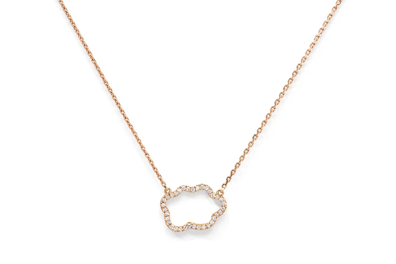 Ladies gold necklace-Golden Cloud 18K Rosegold Necklace w. Diamonds