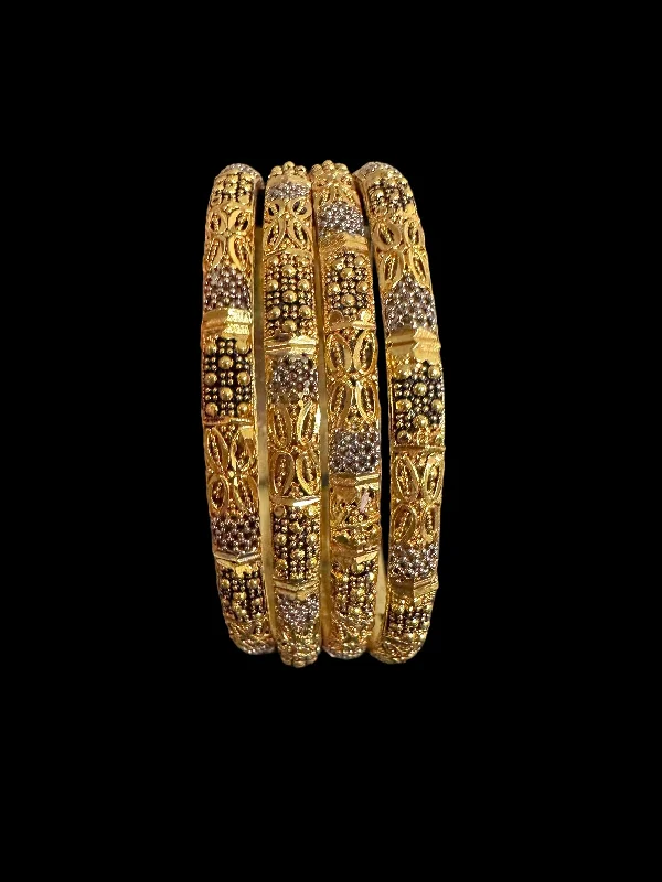 Ladies gold and silver bracelet-B105 gold plated bangles - set of 4 ( READY TO SHIP )