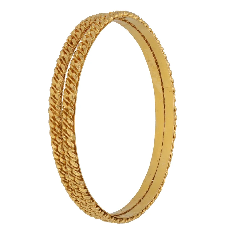 Ladies engraved bracelet-22ct Gold Set of 2 Bangles