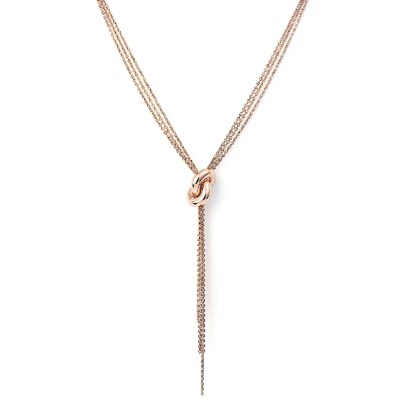 Ladies luxury diamond necklace-The Legacy Knot 18K Rosegold Necklace