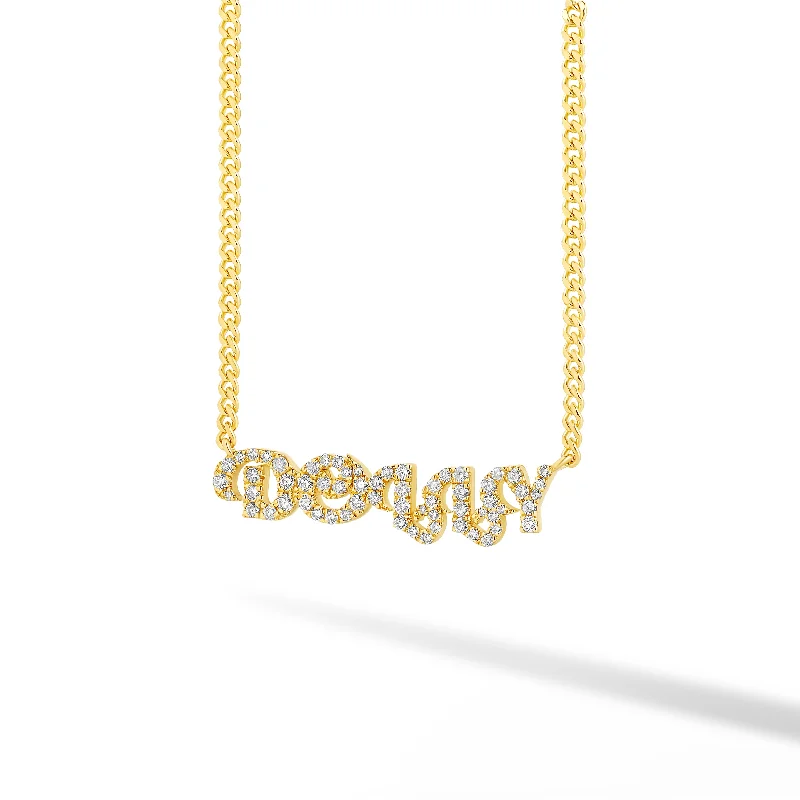 Ladies gemstone pendant necklace-Diamond Name Necklace on 1.5mm Cuban Chain