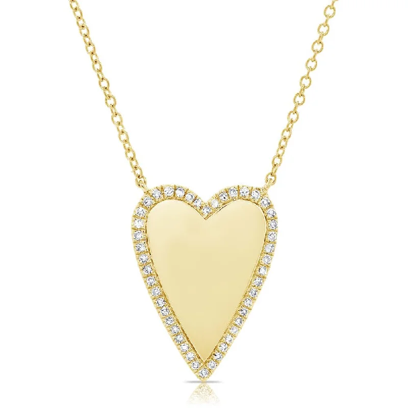 Ladies luxury diamond necklace-Gold Heart Necklace with Pave Outline