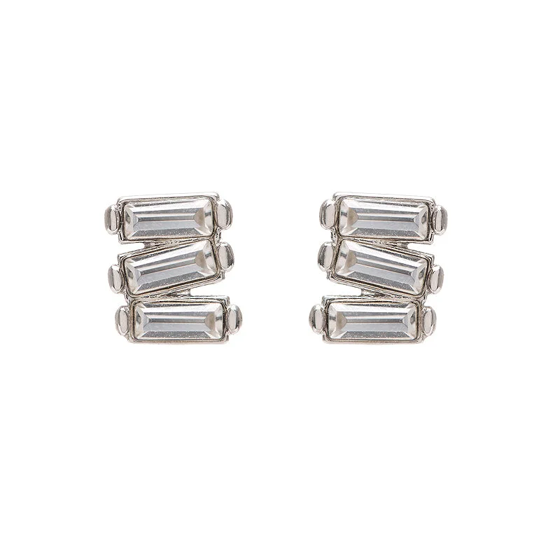 Ladies boho earrings-Sailor Studs in Rhodium