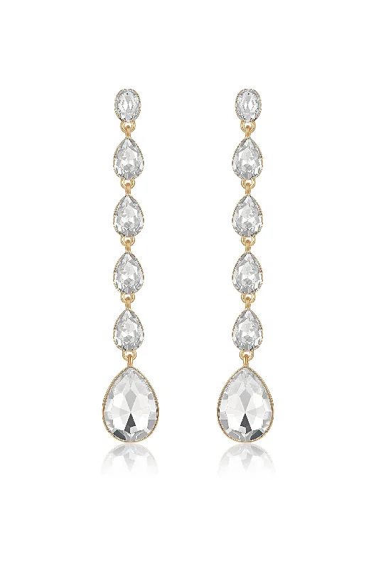 Ladies chandelier earrings-Crystallized Drop Earrings