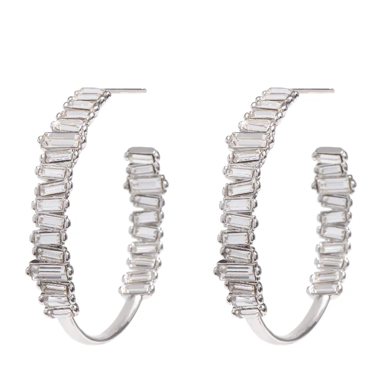 Ladies stud earrings-Serena Hoops in Rhodium