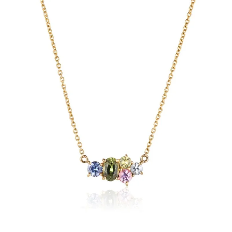 Ladies cubic zirconia pendant necklace-Varnaya NO 2 18K Gold Necklace w. Sapphires