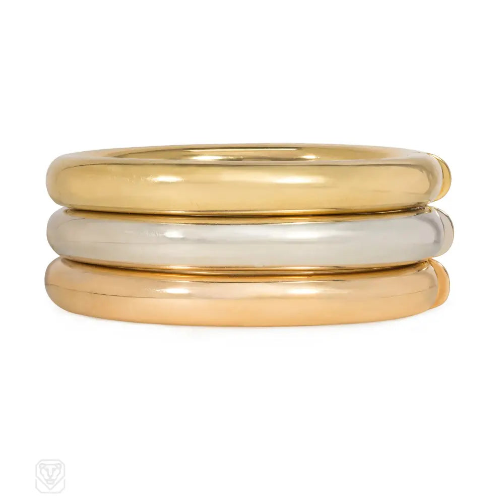 Ladies infinity bracelet-1970s three-color gold hinged bangles