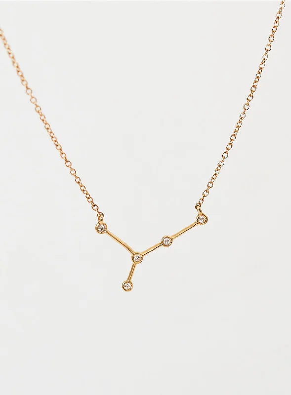 Ladies choker style necklace-Star Sign Cancer 18K Gold Necklace w. Diamond