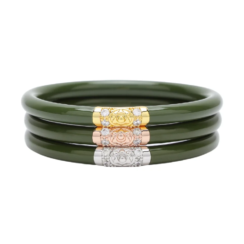 Ladies matching bracelet-BuDhaGirl | Set of Three | Three Kings All Weather Bangles in Jade