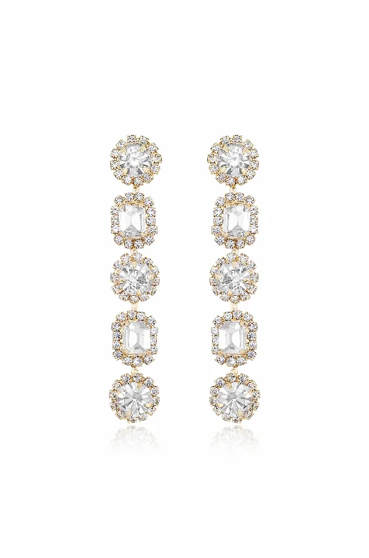 Ladies designer earrings-Crystal Droplets Dangle Earrings