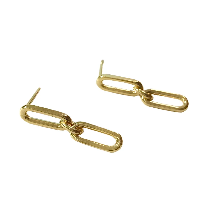 Ladies luxury diamond earrings-Paper Clip Earrings