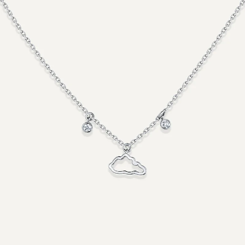 Ladies custom nameplate necklace-Allusia Love One 18K Whitegold Necklace w. Diamonds