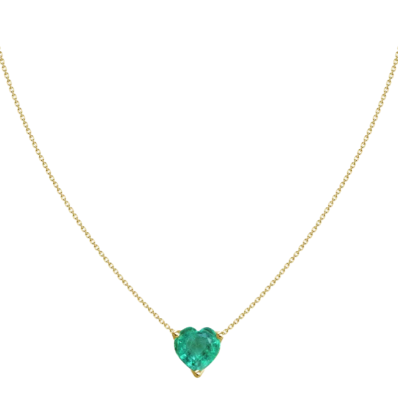 Ladies elegant necklace-1.07ct Solitaire Emerald Heart Necklace