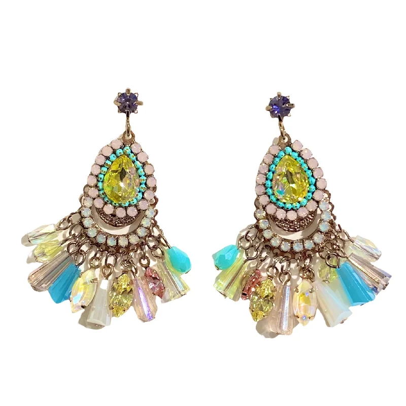 Ladies opal earrings-Karen Pastel Chandelier Statement Earrings